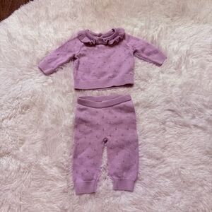 Baby Knit Sweater Set 0-3 Months Purple Ruffle Collar Outfit – Baby Gap